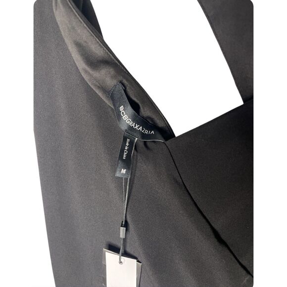 NWT BCBG MaxAzria Black Asymmetric Midi Dress Size M - Picture 9 of 13